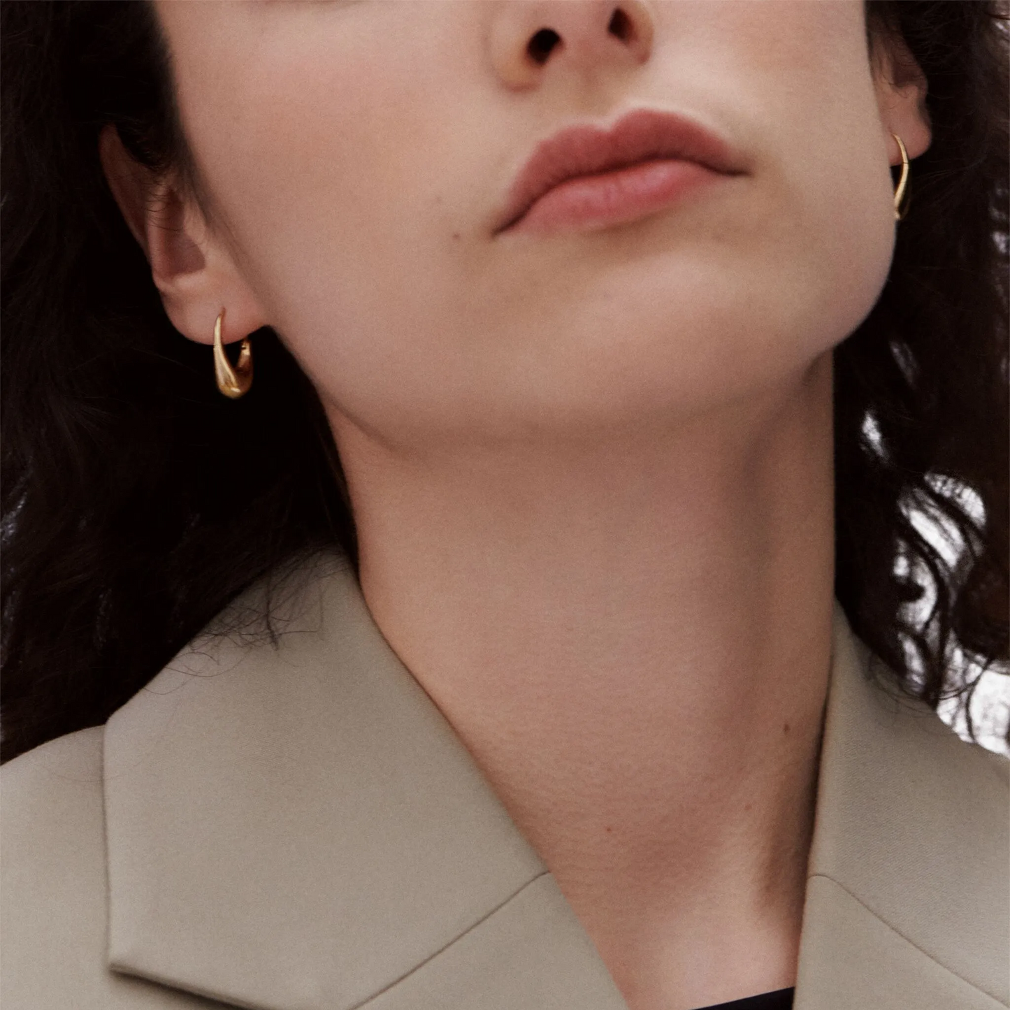 Minimalist Gold-Tone Crescent Hoop Earrings