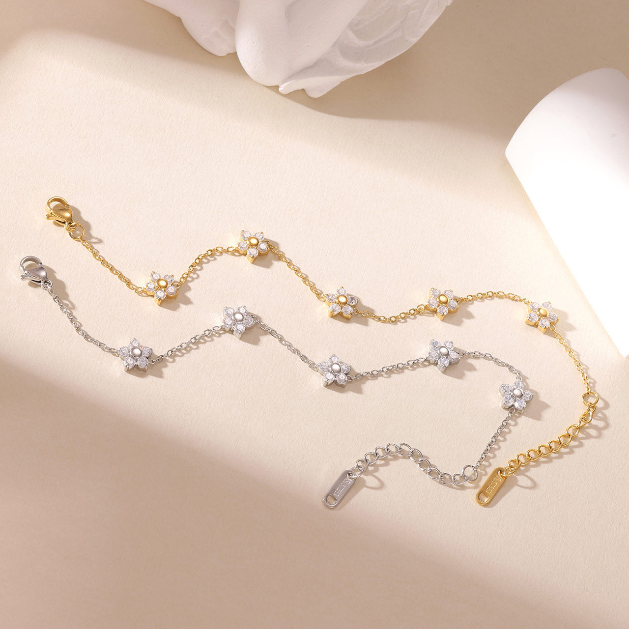 Minimalist Gold-Colored Flower Bracelet