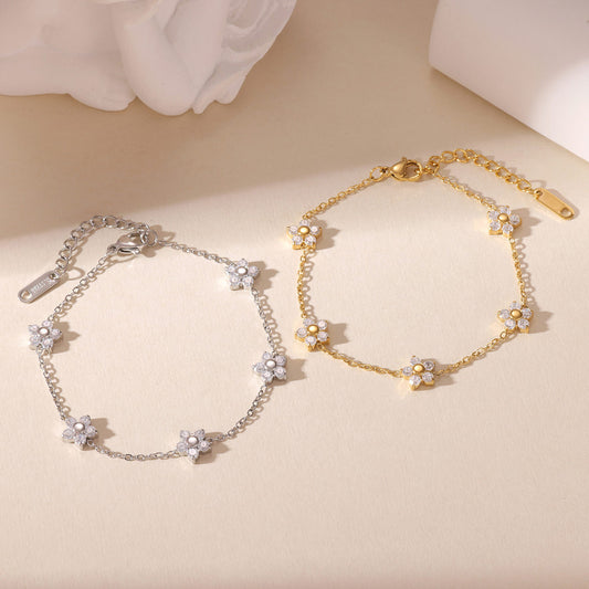 Minimalist Gold-Colored Flower Bracelet